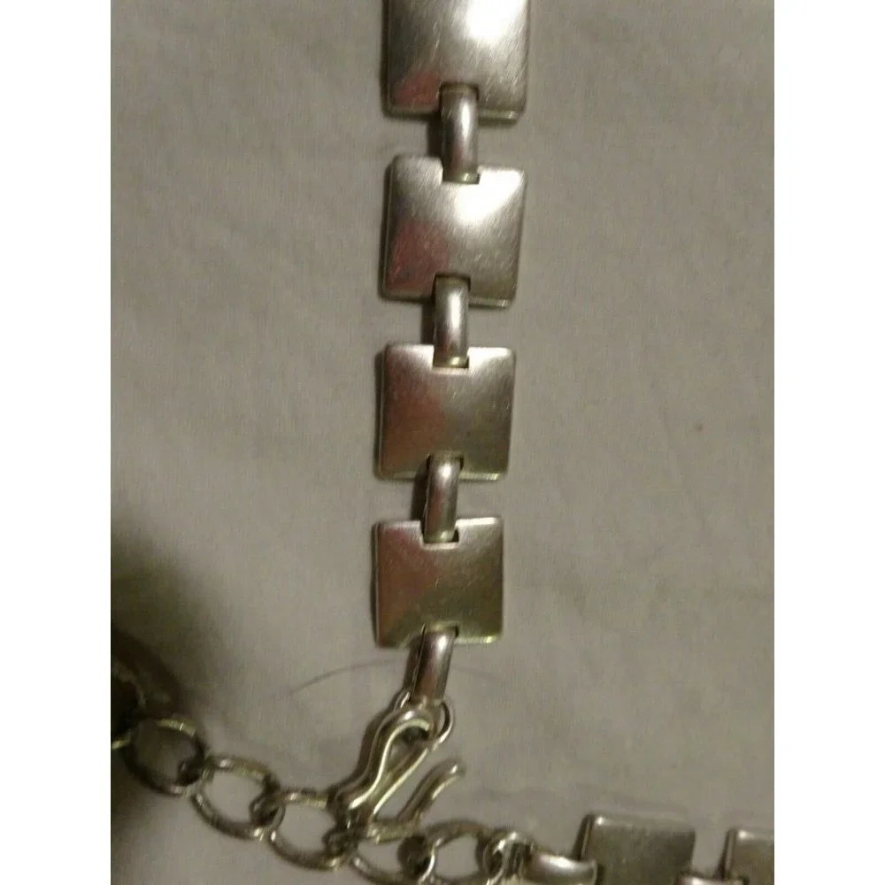 Vintage LIZ CLAIBORNE‎ Brushed Silver Chain Link BELT Boho Gypsy Ladies Sz M